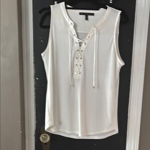 White Lace-Up Sleeveless Top
